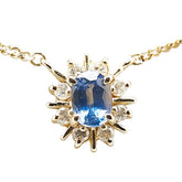 K18YG イエローゴールド サファイア ダイヤ ネックレス レディース 【中古】